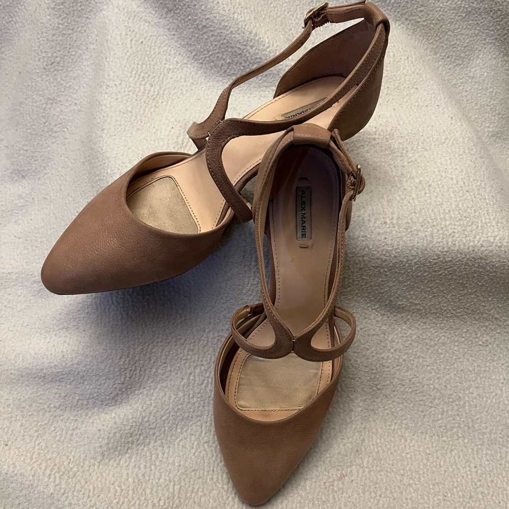 Alex Marie Brown T-Strap Heels